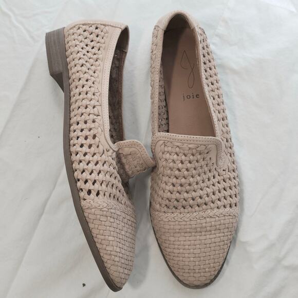 Joie Woven Leather Loafer Flat Open Weave Taupe EUC Size 9 - Picture 6 of 10